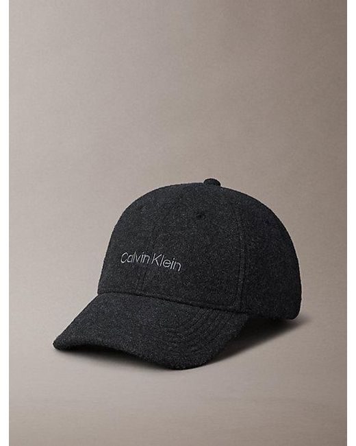 Calvin Klein Black Felt Embroidered Logo Cap for men
