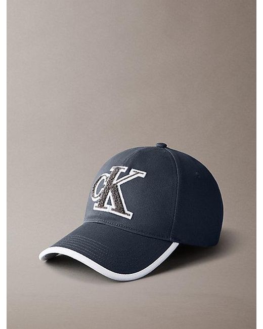 Calvin Klein Blue Textured Monogram Baseball Cap for men