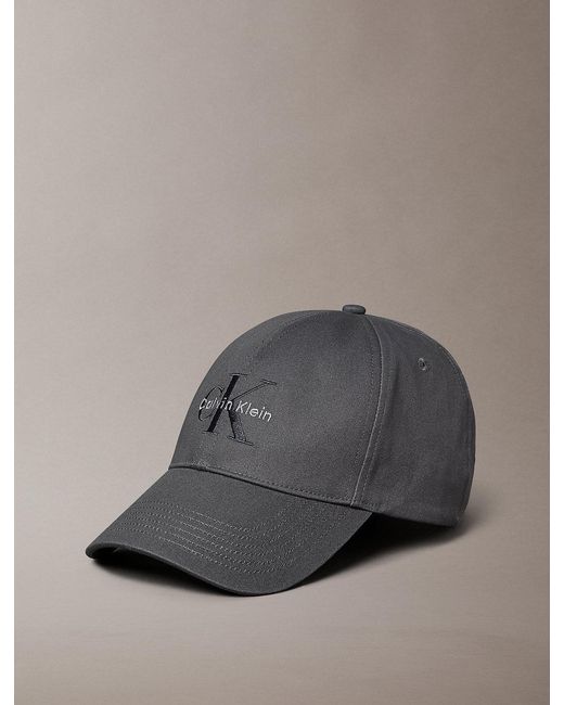 Calvin Klein Gray Embroidered Monogram Logo Twill Cap for men
