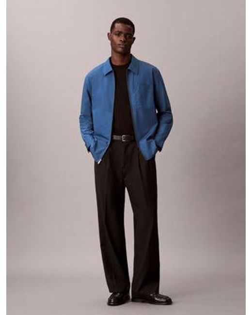 Sobrecamisa holgada de popelín con cremallera Calvin Klein de hombre de color Blue