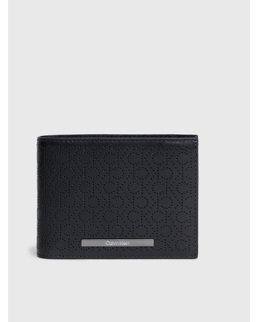 Calvin Klein Black Leather Rfid Trifold Logo Wallet for men