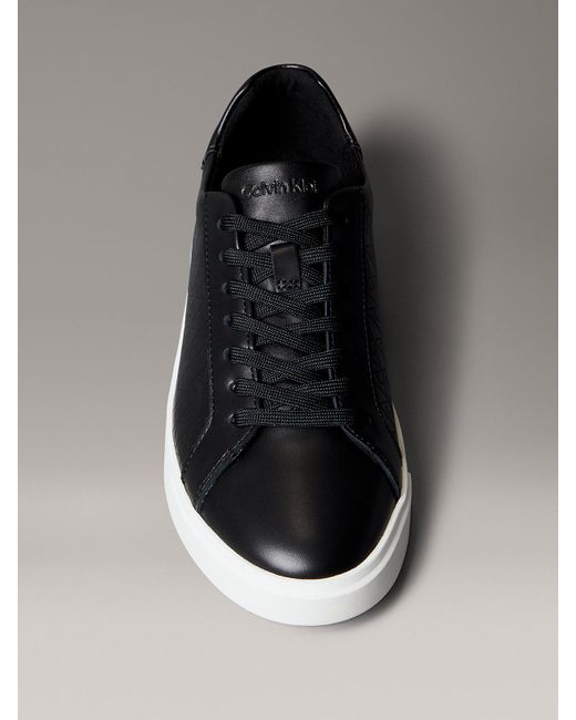 Baskets En Cuir À Motif Logo Emblème Calvin Klein en coloris Black