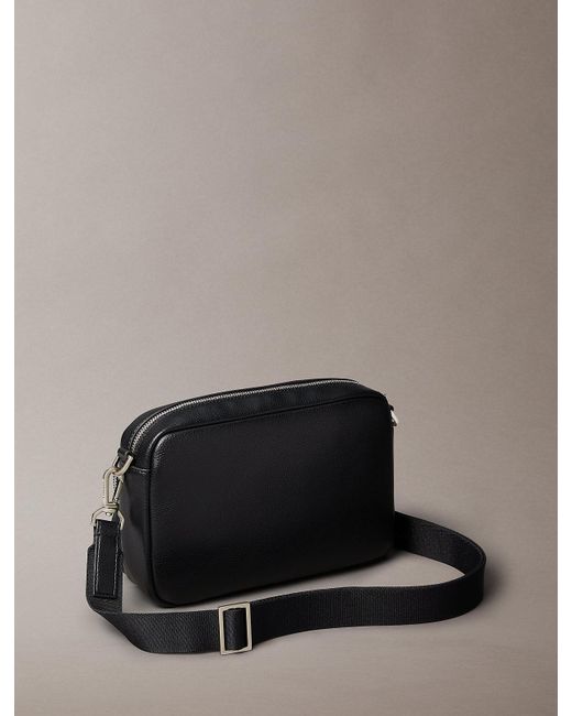 Calvin Klein Black Logo Pebbled Crossbody Camera Bag for men