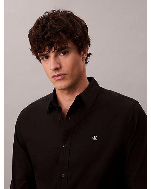 Calvin Klein Effen Klassiek Oxford Button-Down Overhemd in het Black voor heren