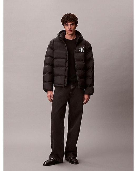 Calvin Klein Brown Jeans Monogram Puffer Jacket for men