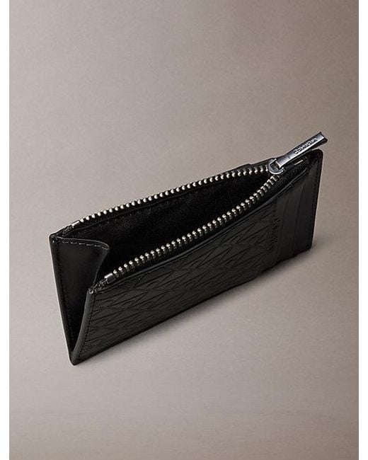 Calvin Klein Gray Allover Emblem Logo Card Holder for men