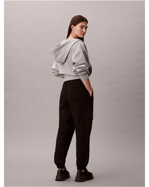 Calvin Klein Black Calvin Klein Monogram Fleece Cargo Joggers
