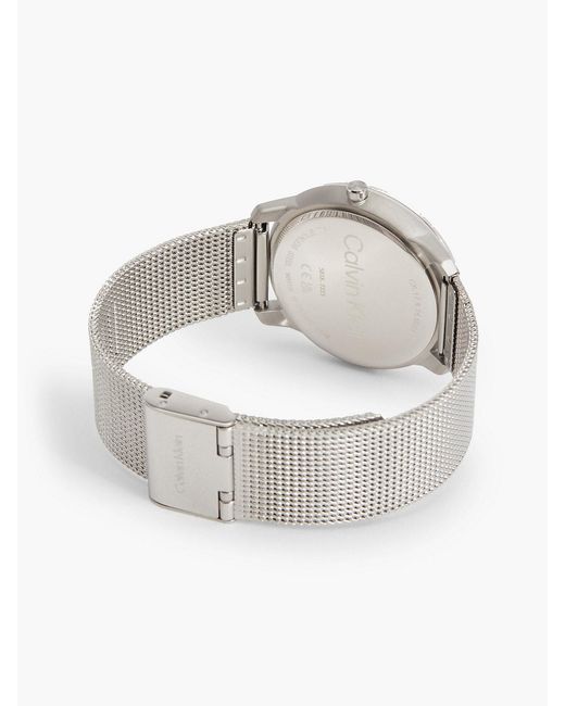 Calvin Klein Gray Monogram Logo Mesh Bracelet Watch