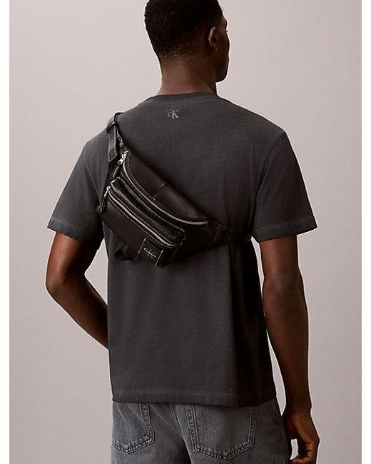Calvin Klein Black Pebbled Signature Logo Bum Bag for men