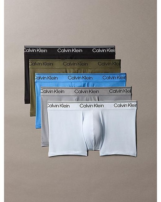 Calvin Klein Blue 5 Pack Low Rise Trunks Microfibre Stretch for men