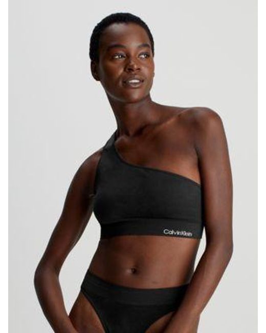 Calvin Klein One-shoulder Bikinitop - Ck Meta Essentials in het Black