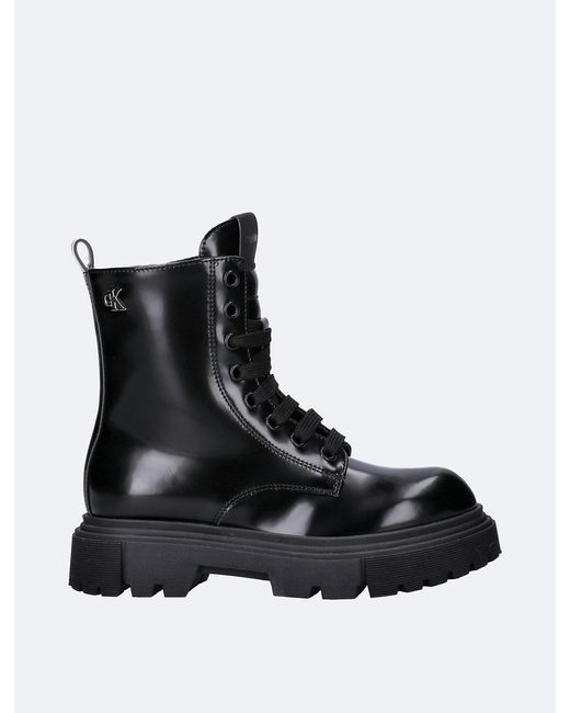 Calvin Klein Black Kids Easy-Zip Lug Lace-Up Boots