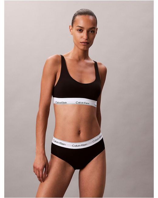 Calvin Klein Black Lightly Lined Bralette Icon Cotton Modal