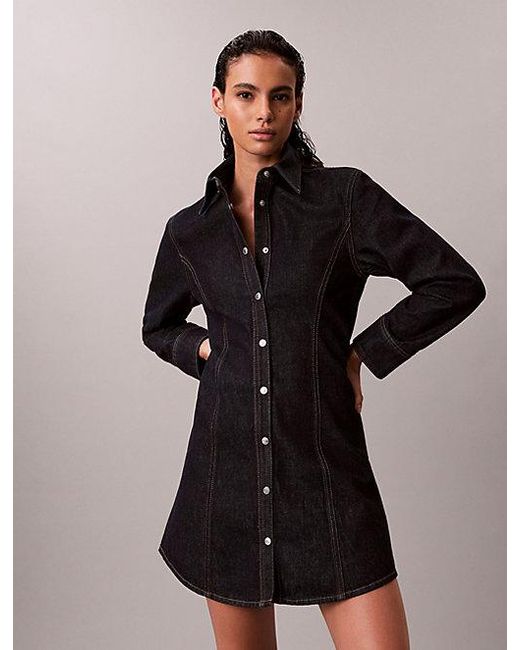 Calvin Klein Blue Jeans Denim Seamed Dress