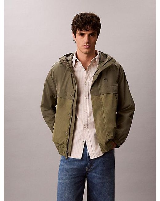 Calvin Klein Nylon Windjack Met Capuchon in het Blue voor heren