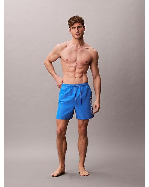 Calvin Klein Blue Medium Drawstring Swim Shorts Intense Power for men