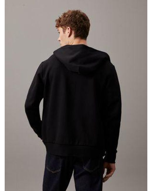 Sudadera de algodón con capucha y cremallera Calvin Klein de hombre de color Black