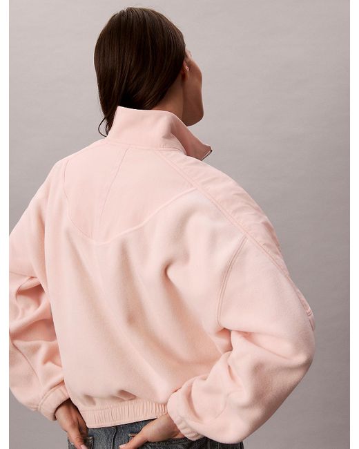 Calvin Klein Pink Polar Fleece Zip Neck Sweatshirt