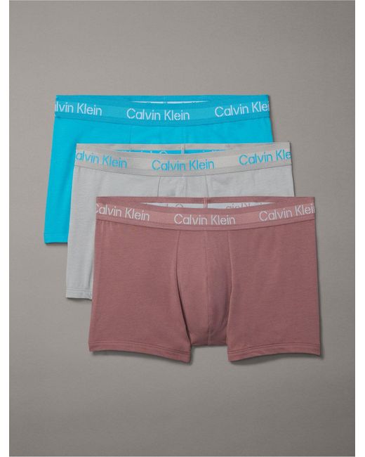 Calvin Klein Blue Stencil Logo Cotton Stretch 3-pack Trunk for men