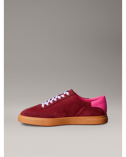 Baskets En Daim Avec Logo Signature Calvin Klein en coloris Red
