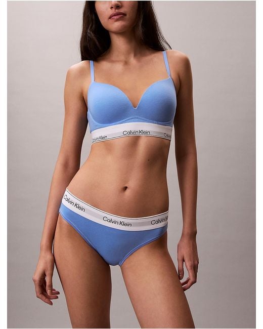 Calvin Klein Blue Icon Cotton Modal Plunge Bra