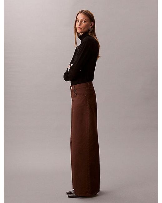 Calvin Klein Twill Broek Met Super Wijde Pijpen in het Brown