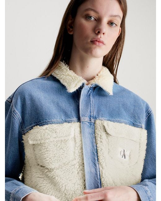 Calvin Klein Blue Unisex Sherpa Denim Jacket