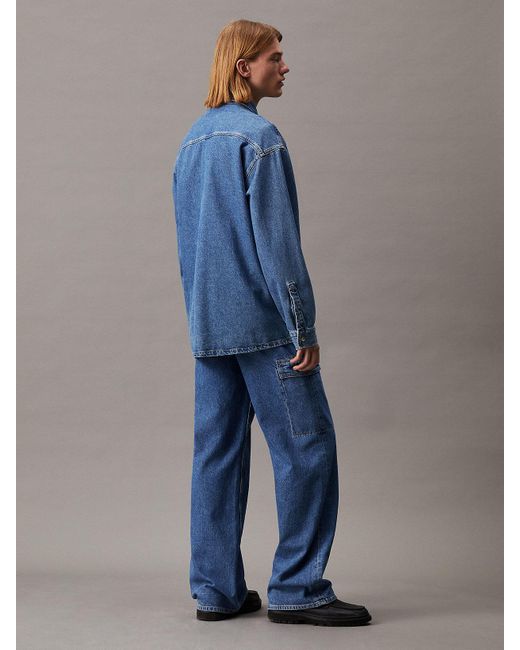 Calvin Klein Blue Oversized Denim Shirt Jacket for men
