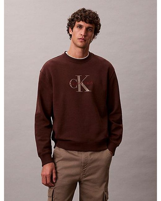 Calvin Klein Brown Jeans Oversized Monogram Sweatshirt for men