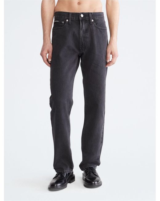 Calvin Klein Standard Straight Black Jeans in Blue for Men | Lyst