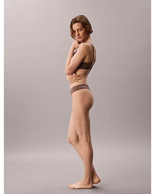 Calvin Klein Natural Low Rise Thong Micro Stretch With Lace