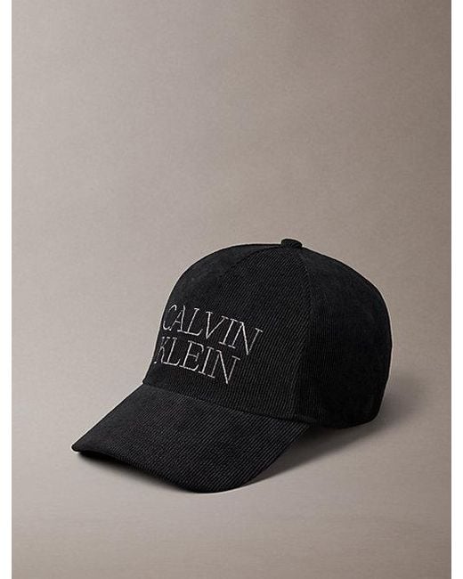 Calvin Klein Black Corduroy Logo Cap for men