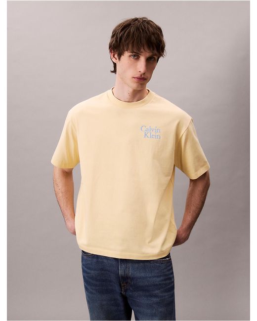 Calvin Klein Blue Calvin Klein Resort Script Logo Graphic Relaxed T-Shirt for men