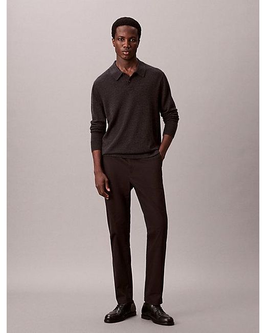Calvin Klein Brown Slim Tapered Sateen Chino Trouser for men