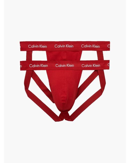 Calvin Klein Red 2 Pack Jock Straps - Cotton Stretch for men