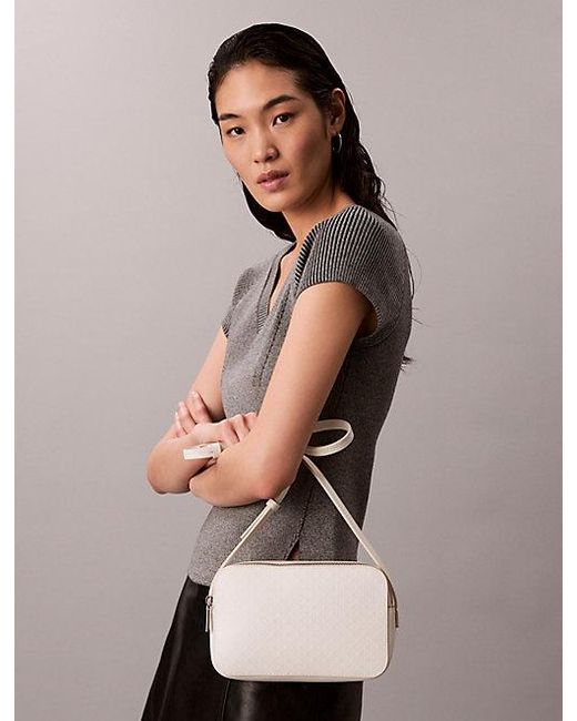 Calvin Klein Natural Allover Emblem Logo Camera Bag