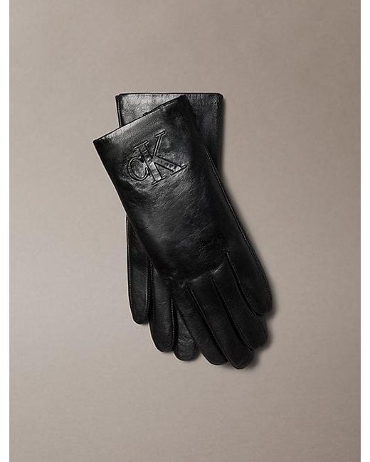 Calvin Klein Black Soft Nappa Leather Touchscreen Gloves
