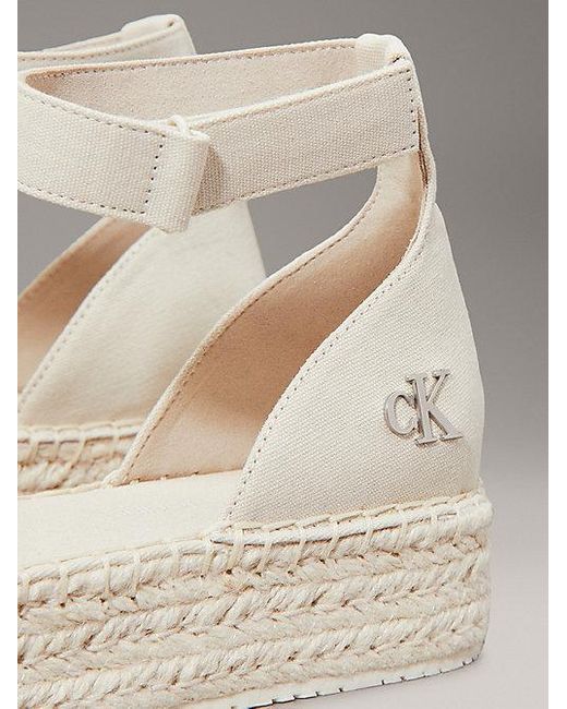Calvin Klein Canvas Plateau-Espadrilles in het Natural