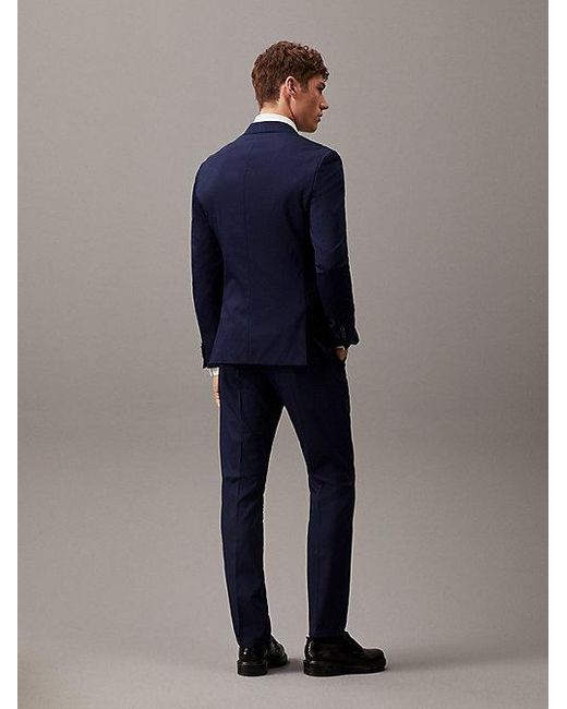 Calvin Klein Blue Wool Suit Blazer for men