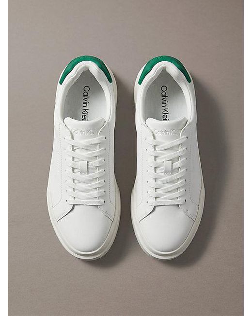 Calvin Klein Metallic Leather Durable Traction Chunky Trainers for men