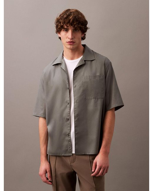 Calvin Klein Gray Relaxed Cotton Gauze Shirt for men