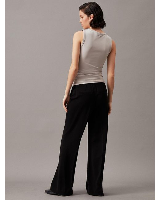 Pantalon à jambes larges en sergé Calvin Klein en coloris Black