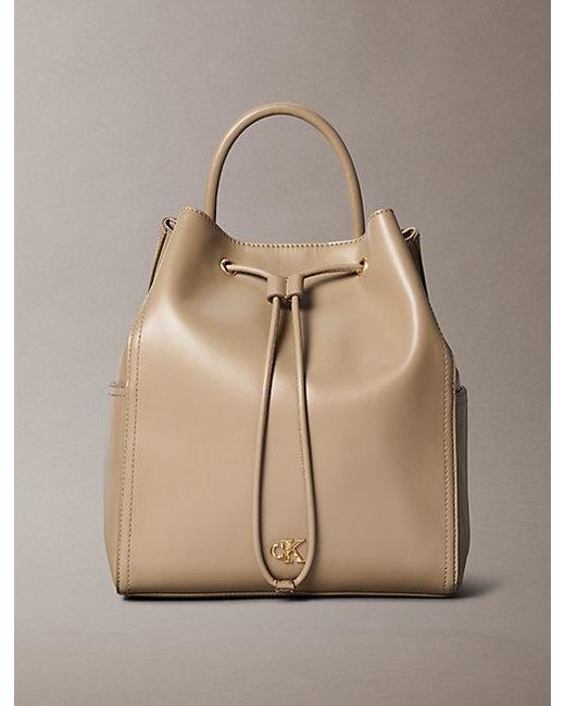 Calvin Klein Natural Monogram Drawstring Backpack
