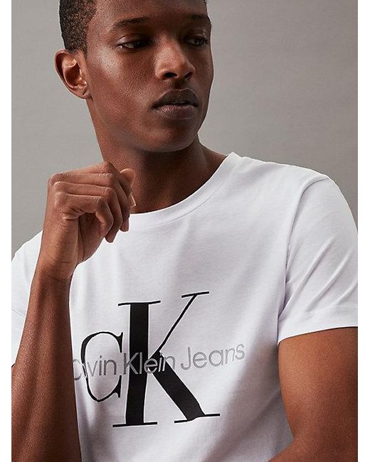 Calvin Klein White Jeans Slim Monogram T-Shirt for men