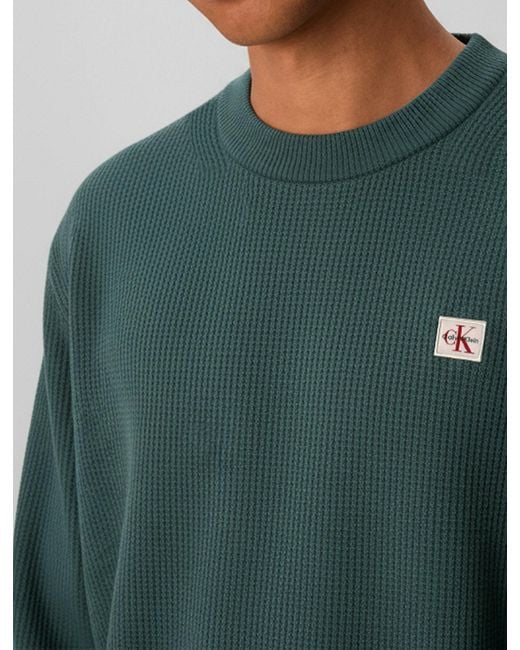 Pull En Maille Gaufrée De Coton Calvin Klein pour homme en coloris Gray