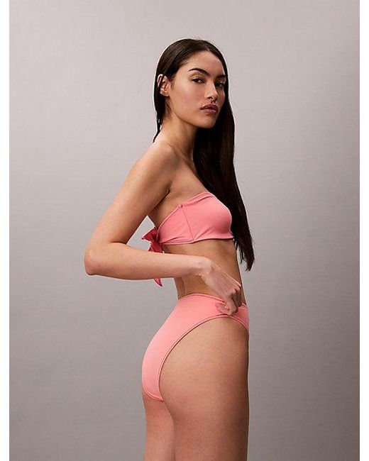 Calvin Klein Pink High Leg Bikini Bottoms Ck Monogram