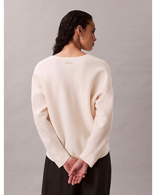 Calvin Klein Multicolor Boiled Wool V Neck Long Sleeve Top