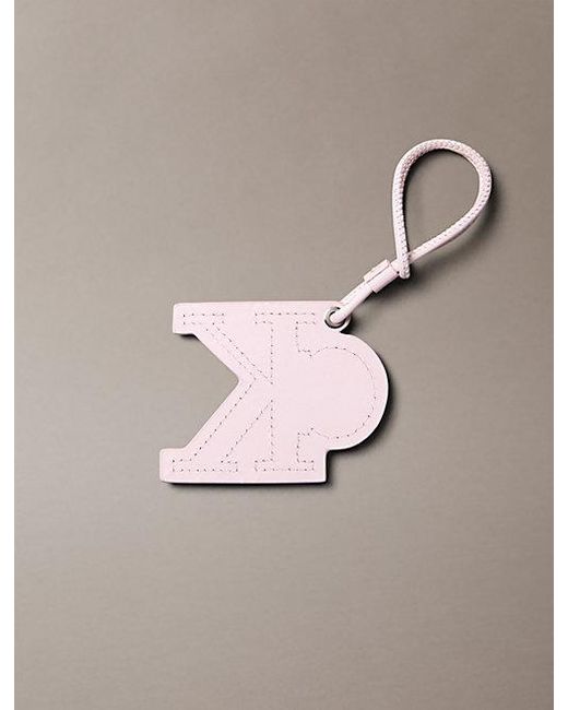 Calvin Klein Pink Leather Signature Logo Stitched Bag Charm