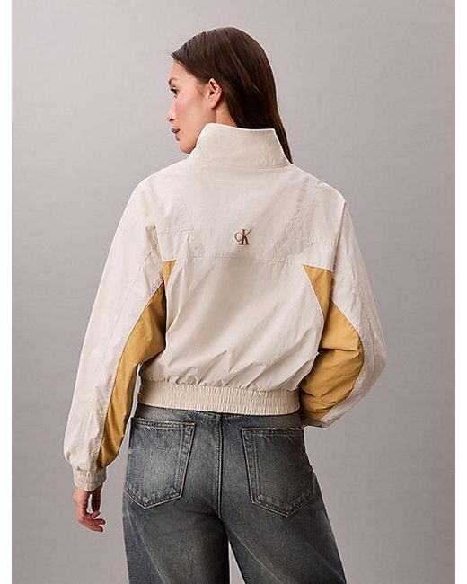 Calvin Klein Natural Jeans Cropped Colour Block Nylon Jacket
