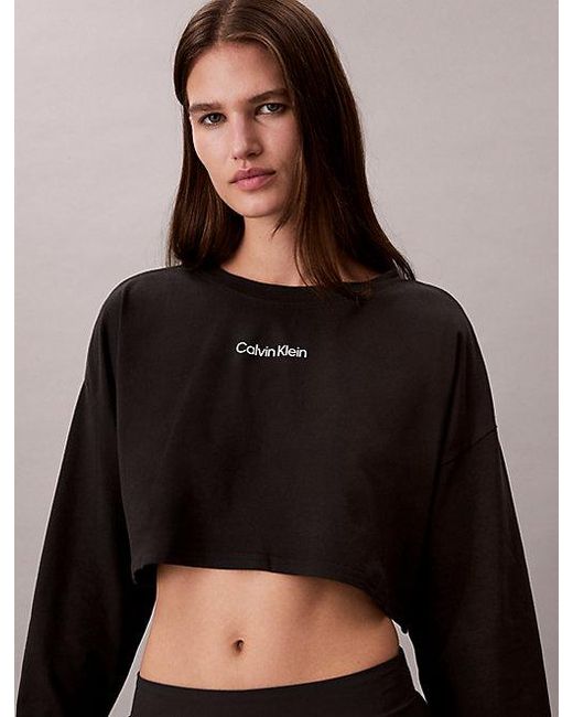 Calvin Klein Black Sport Commuter Cropped Relaxed T-Shirt